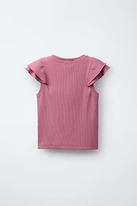 RUFFLED RIBBED T-SHIRT