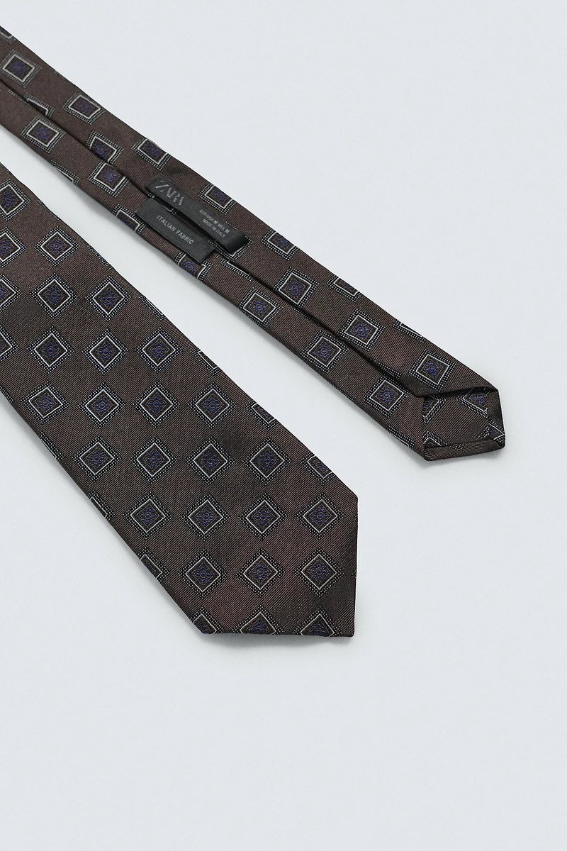 GEOMETRIC JACQUARD 100% SILK TIE