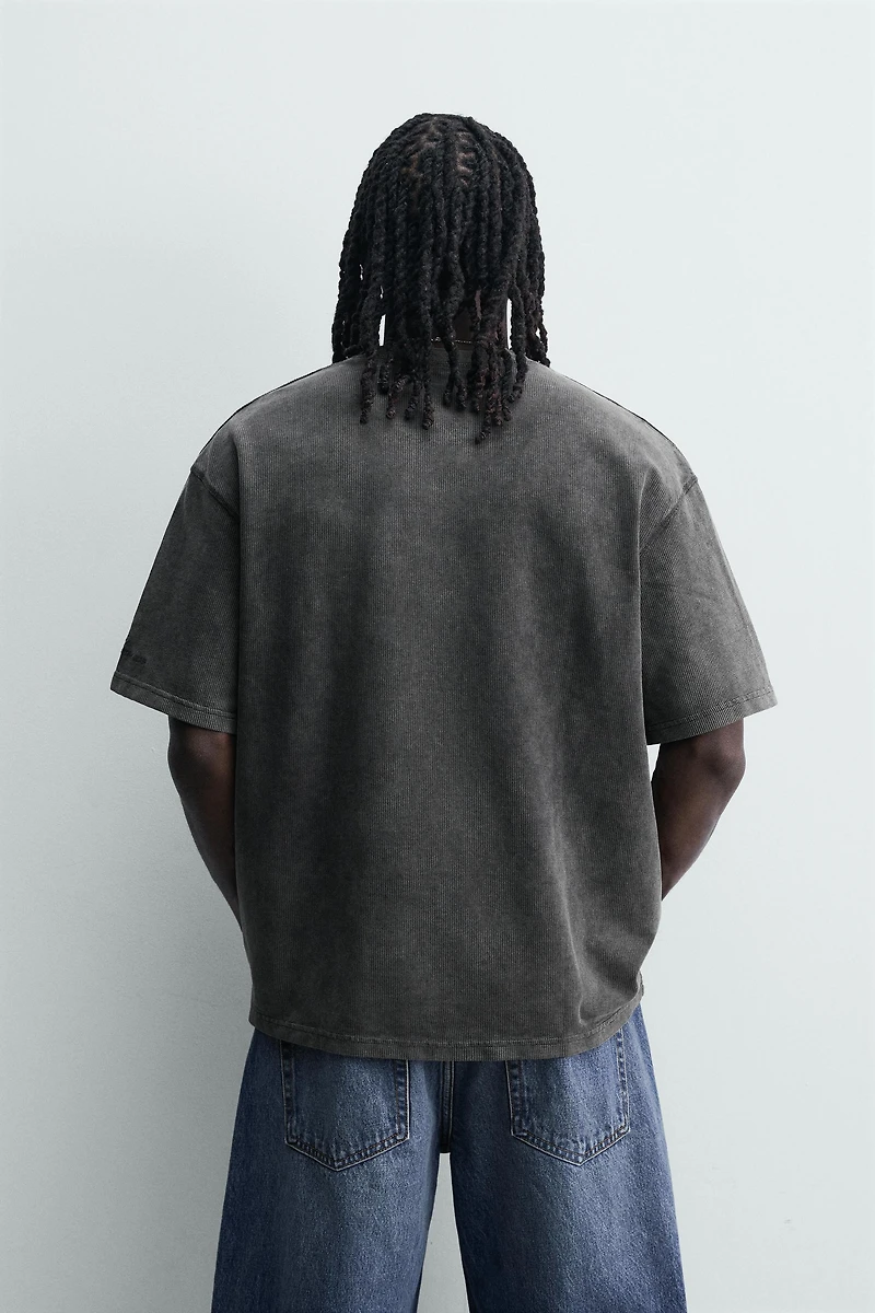 WASHED WAFFLE KNIT T-SHIRT
