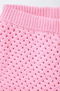 CROCHET KNIT SHORTS WITH FISH EMBROIDERY