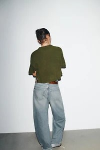 SHORT SLEEVE KNIT SWEATER
