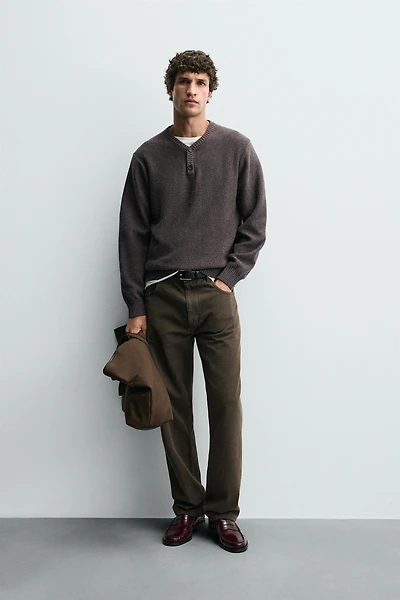 BUTTON-NECK SWEATER