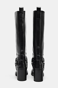 BUCKLED LEATHER BOOTS