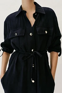 CHEMISE SAFARI EFFET FROISSÉ CEINTURE