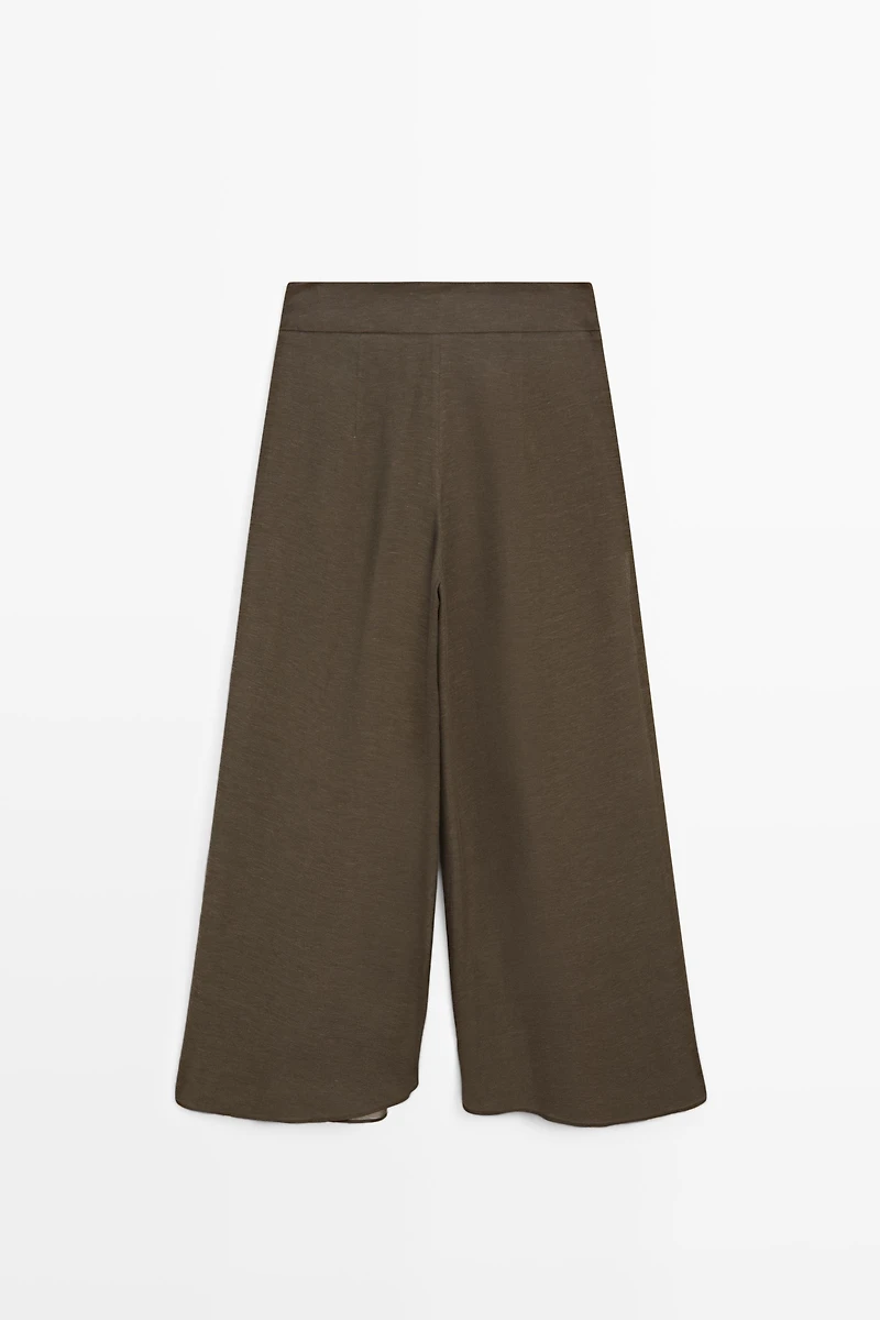 Semi-sheer linen blend skort