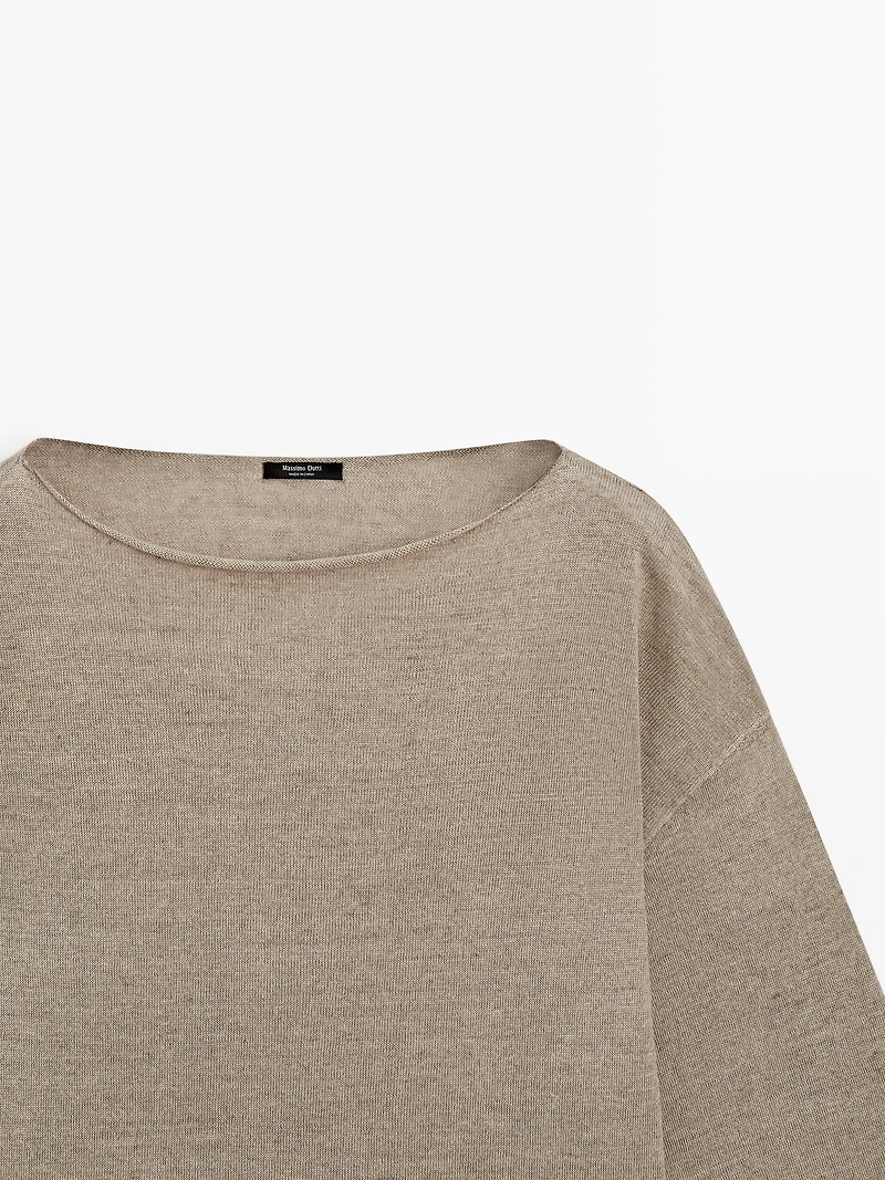 Pull en maille 100 % lin à col bateau