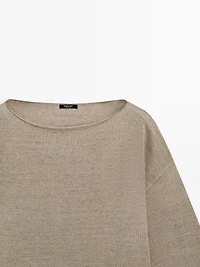 Pull en maille 100 % lin à col bateau