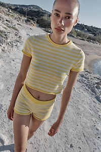 STRIPED KNIT CROP TOP