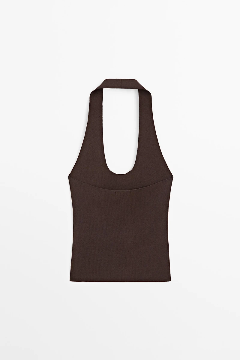 Fitted knit halter top