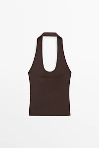 Fitted knit halter top