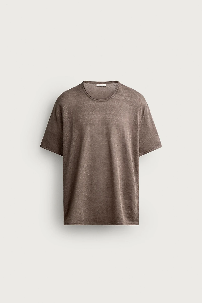 100% LINEN RELAXED FIT KNIT T-SHIRT