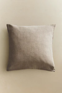 PLAIN FADED EFFECT LINEN BEDSPREAD THROW PILLOW COVER