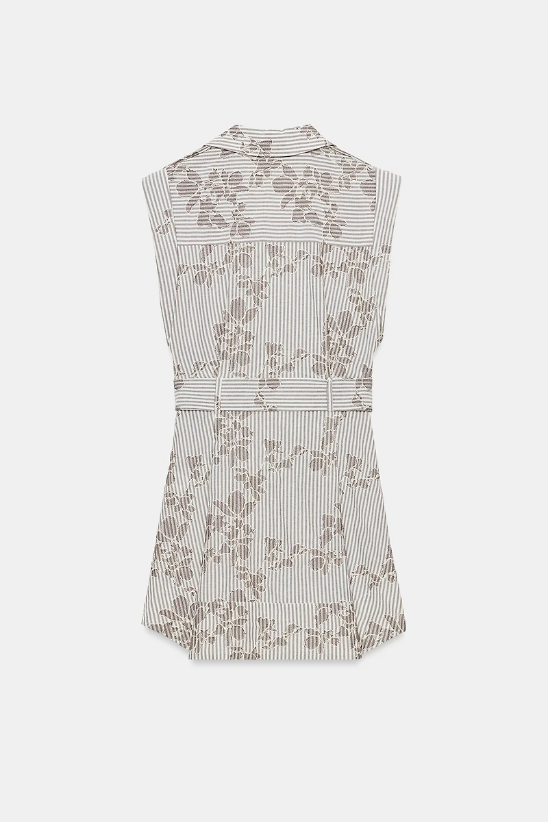 EMBROIDERED SEQUIN BELTED DRESS
