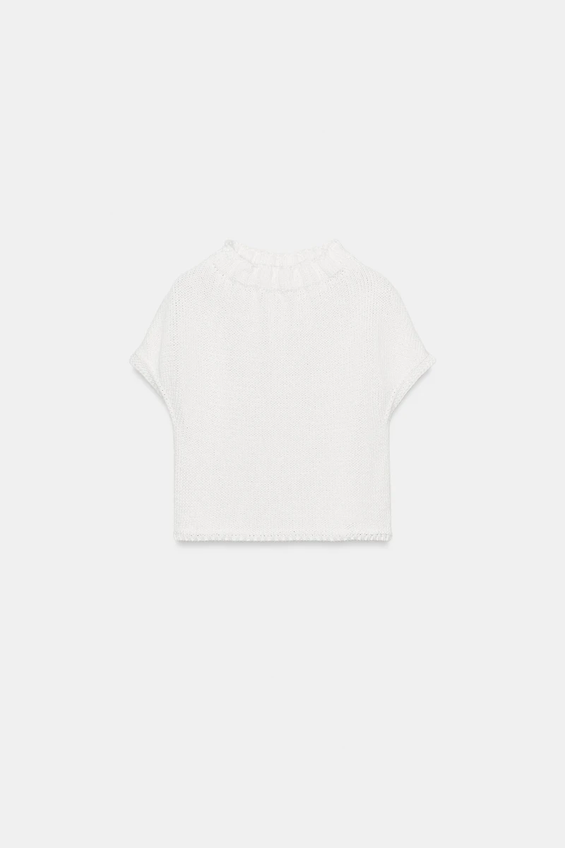 GATHERED NECK KNIT TOP