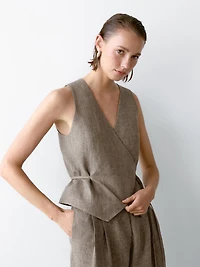 100% linen trousers with double darts