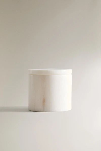 WHITE MARBLE BATHROOM JAR WITH LID