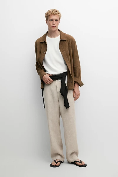 Pantalon carreaux 100 % lin
