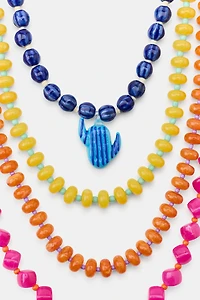 PACK OF 4 BEADED CACTUS NECKLACES