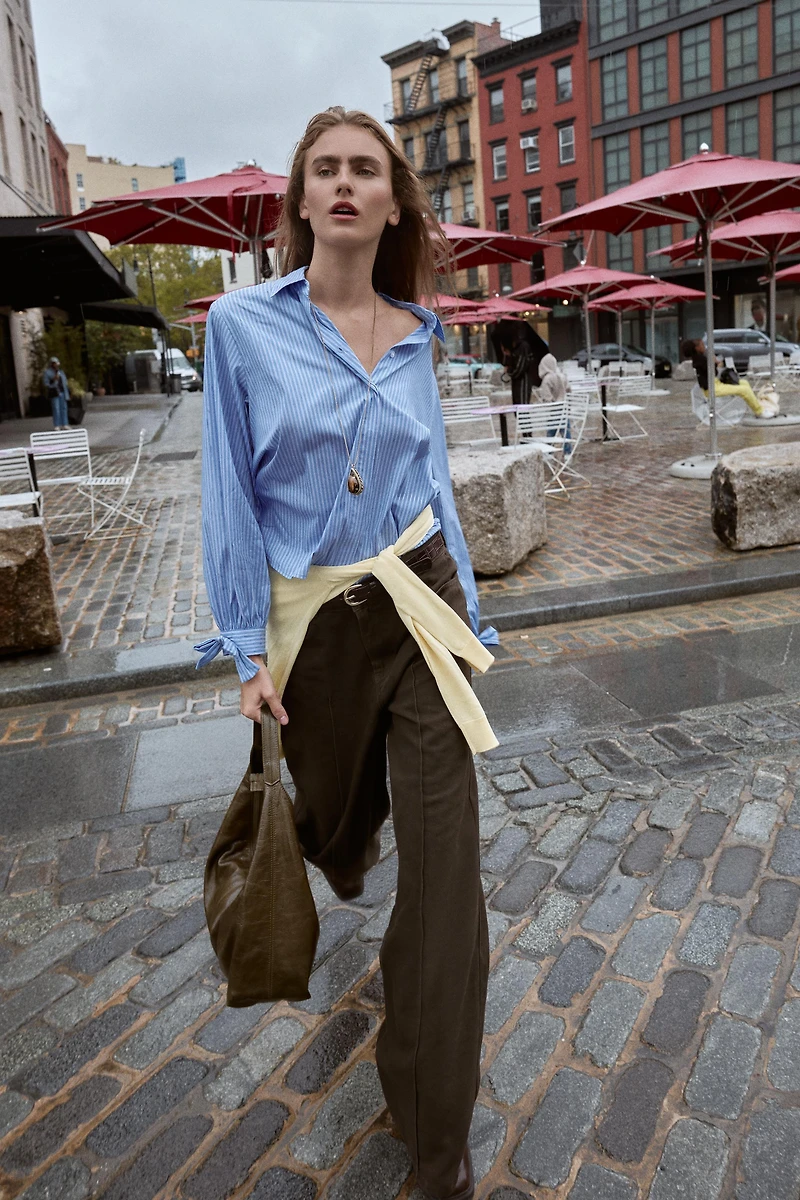 POPLIN SHIRT WITH TIES