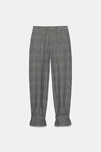 HOUNDSTOOTH PANTS WITH BOW HEM
