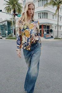 PRINTED SATIN EFFECT BLOUSE