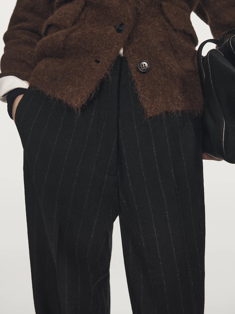 Straight-leg pinstripe trousers