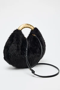 SAC À MAIN EFFET FOURRURE ANSE MÉTALLIQUE