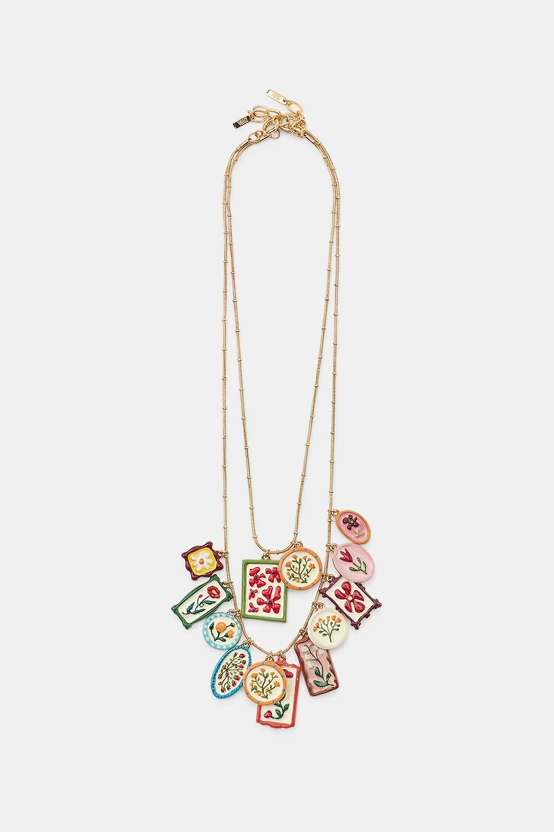 PACK OF 2 METAL CHARM NECKLACES