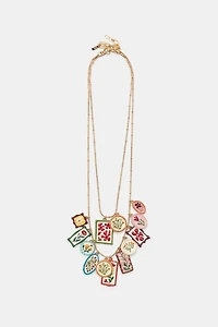 PACK OF 2 METAL CHARM NECKLACES