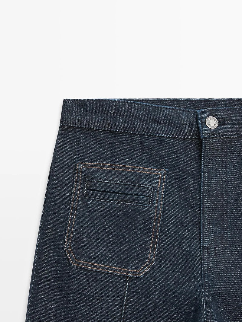 Jean flare taille haute avec poches