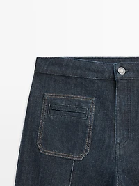 Jean flare taille haute avec poches