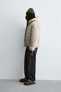 COMBINATION FAUX SHEARLING JACKET