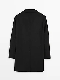 Manteau long à revers en laine mélangée