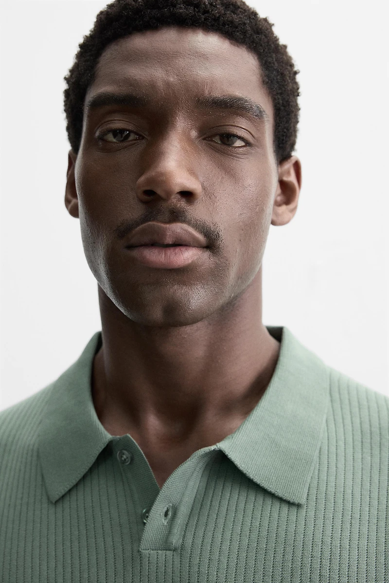 RIB KNIT POLO SHIRT