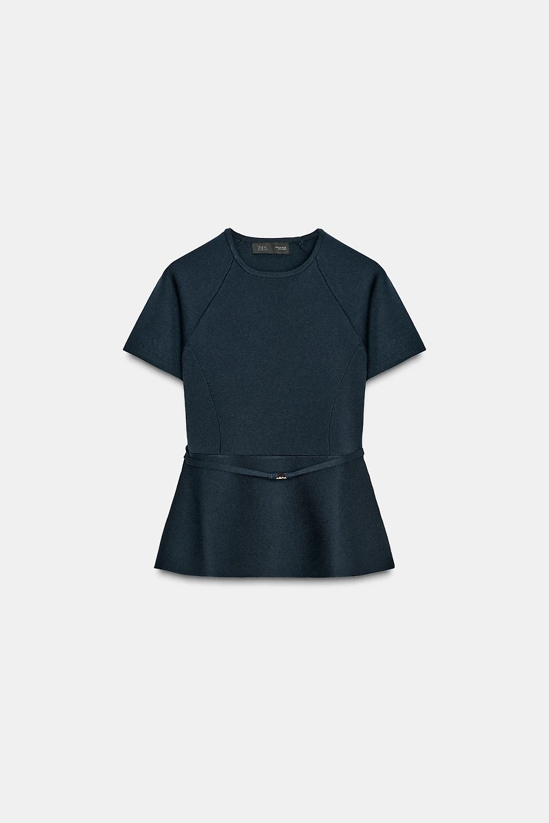 KNIT PEPLUM TOP