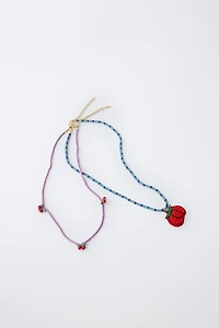 LOT DE DEUX COLLIERS FANTAISIE TOMATE