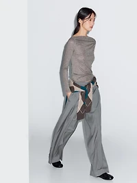 Draped boat neck top