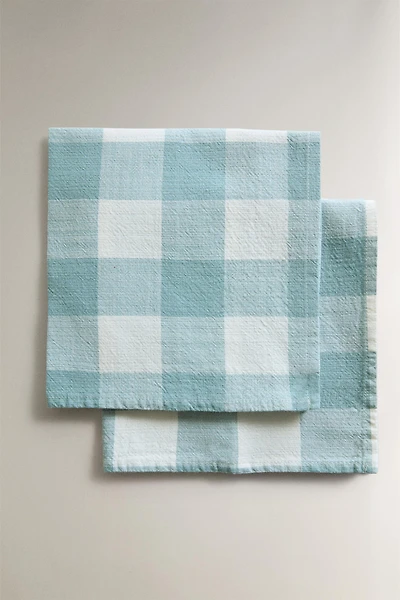 SERVIETTES DE TABLE COTON CARREAUX (LOT DE 2)