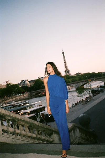 DRAPED CAPE DRESS