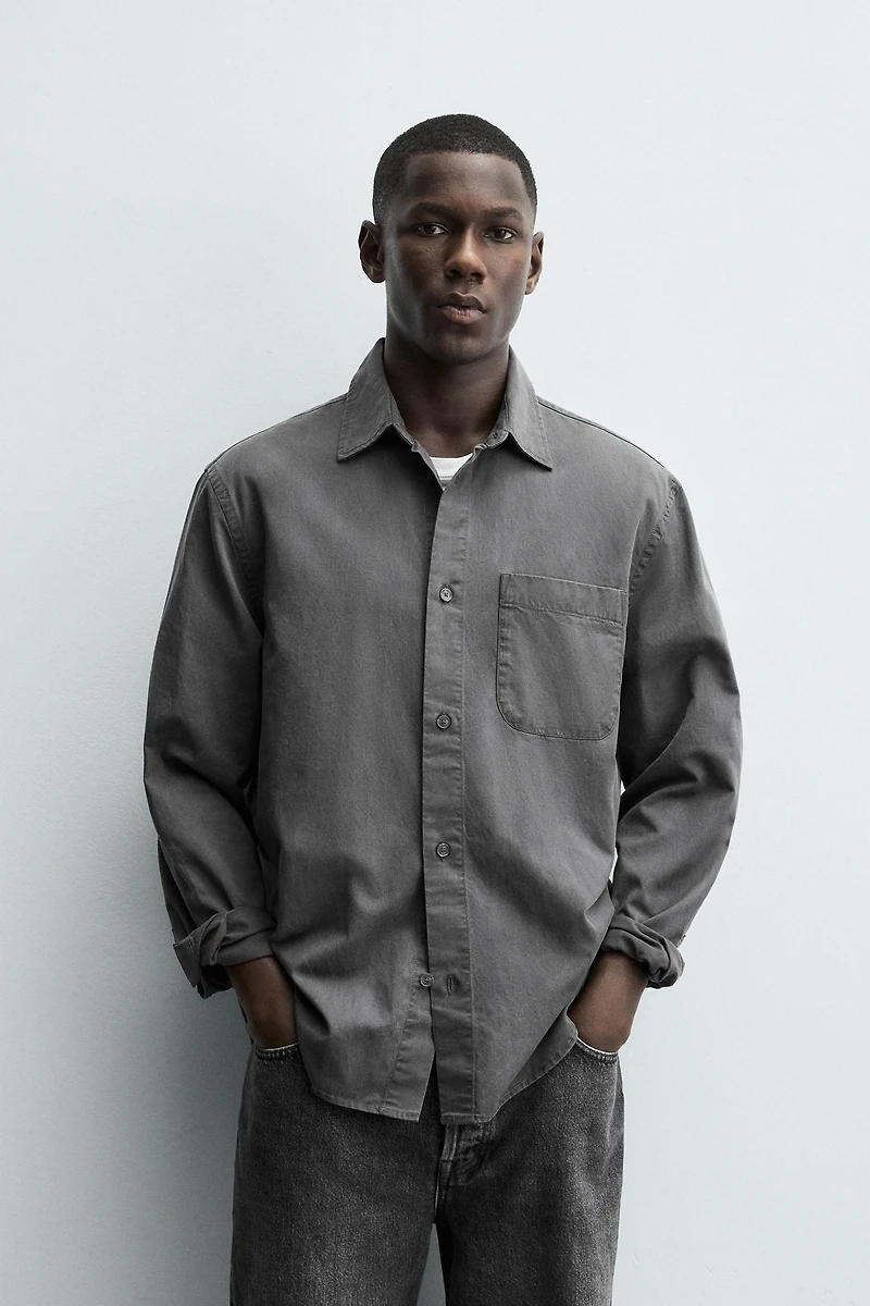 WASHED TWILL TEXTURED SHIRT