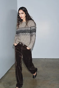 BRUSHED EFFECT JACQUARD KNIT JUMPER