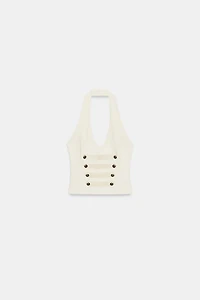 JACQUARD FIREMAN CLASP HALTER TOP