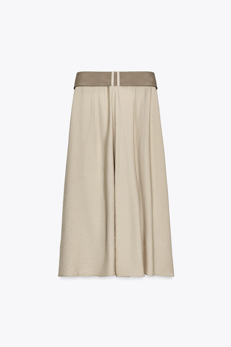 RUSTIC BELTED A-LINE SKIRT