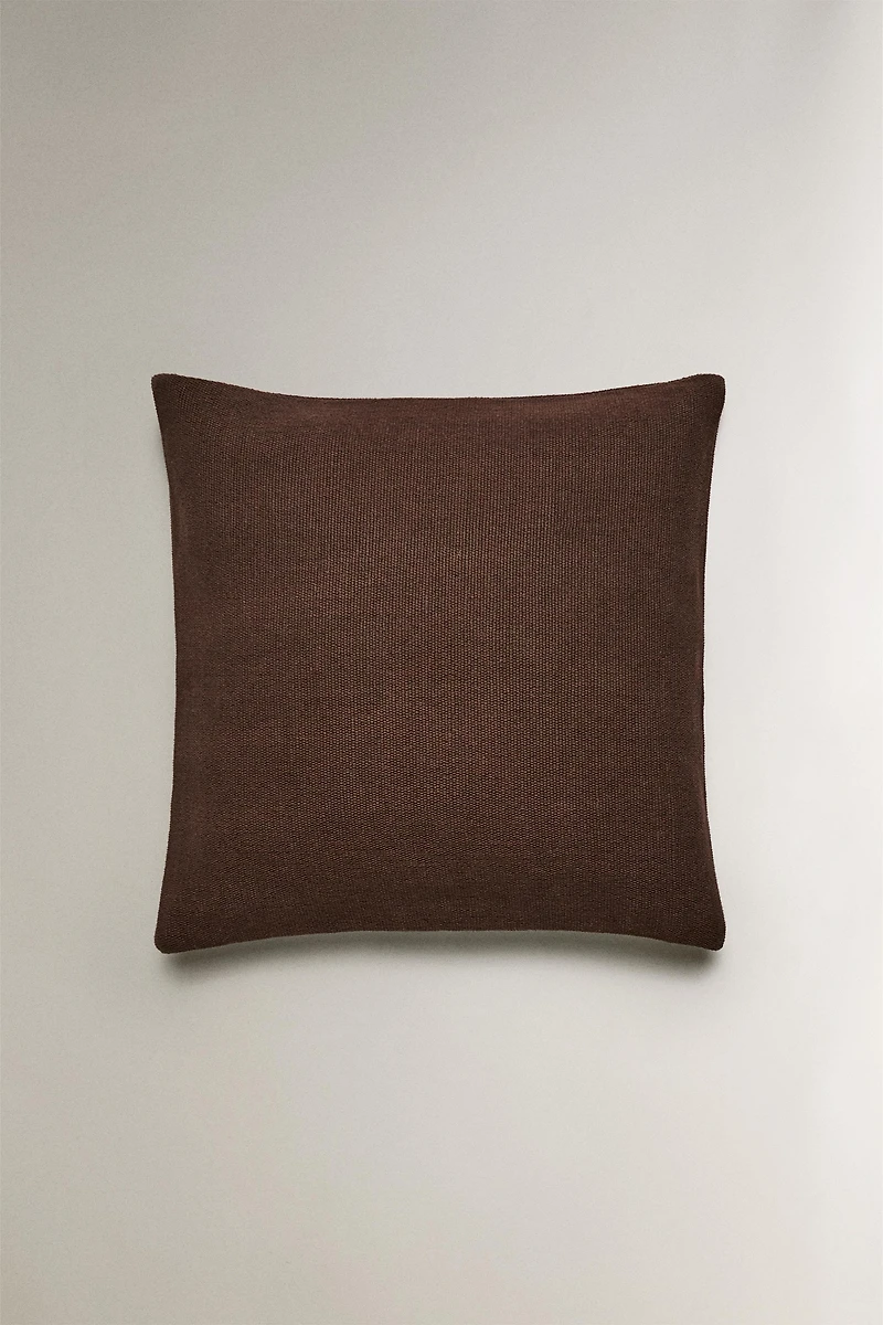 JUTE AND COTTON THROW PILLOW COVER