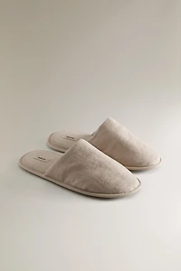 LINEN MULE SLIPPERS