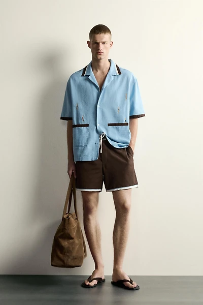 CONTRAST HEM SHORTS