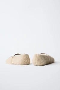 FAUX FUR BALLET FLATS
