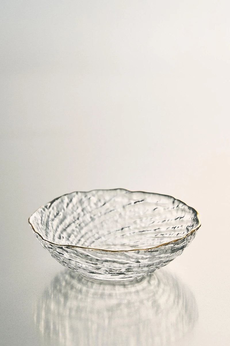 GLASS BOWL WITH GOLD RIM