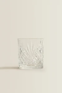 CRYSTALLINE TUMBLER WITH RAISED DESIGN