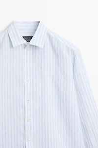 Extra-fine 100% linen striped shirt